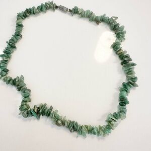 Vintage Green Jadeite Chip Stone 18" Necklace